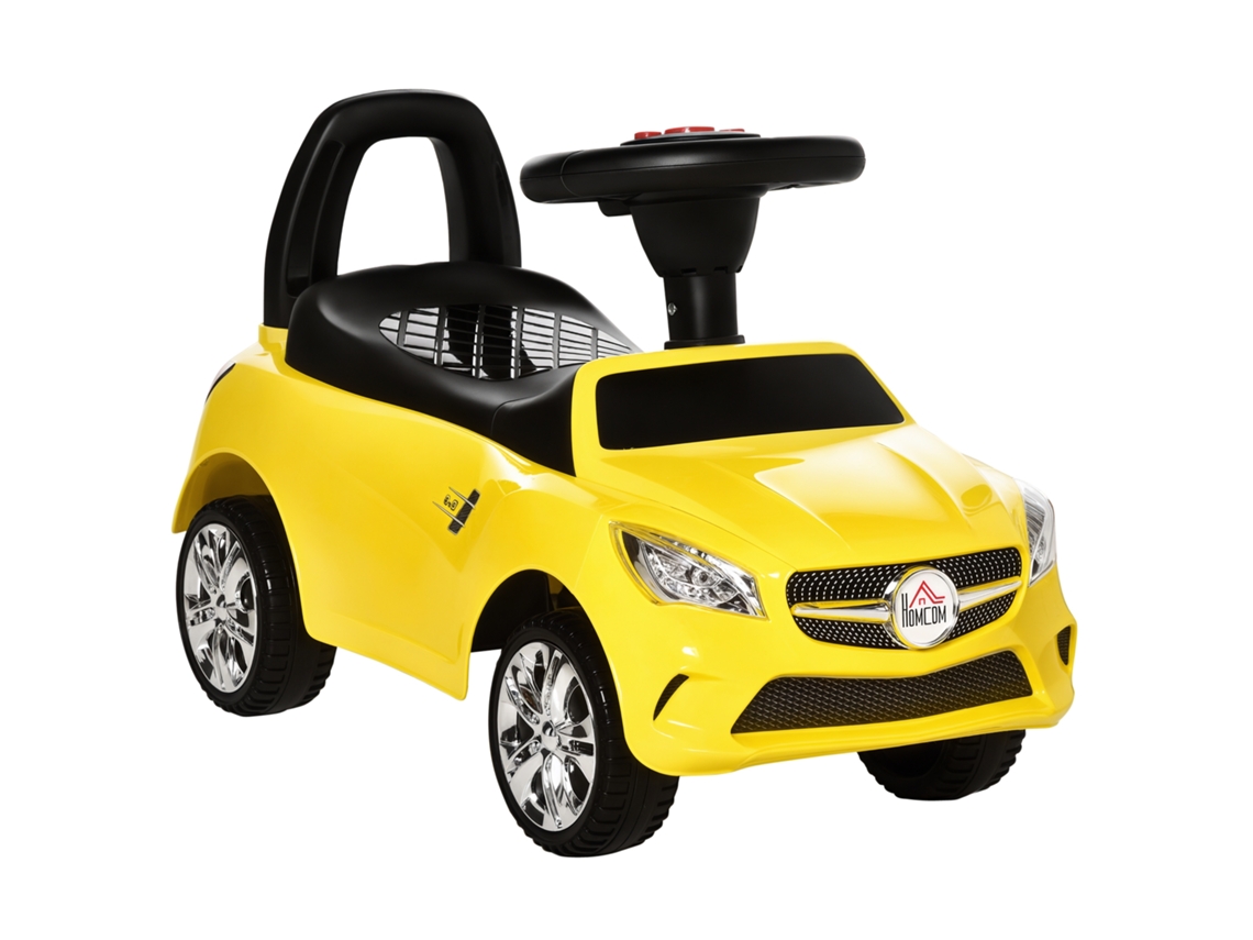 Carrinho Brinquedo Infantil Volante Faróis Música Integrada Pp Metal Amarelo