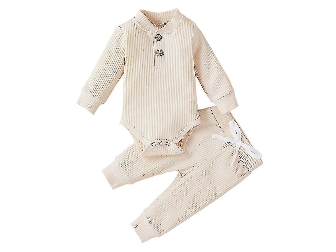 2026 conjunto de Bebê Recém nascido com Gola Redonda 2 Peças: Camisa de Manga Longa + Calças com Cintura Elástica para Festas