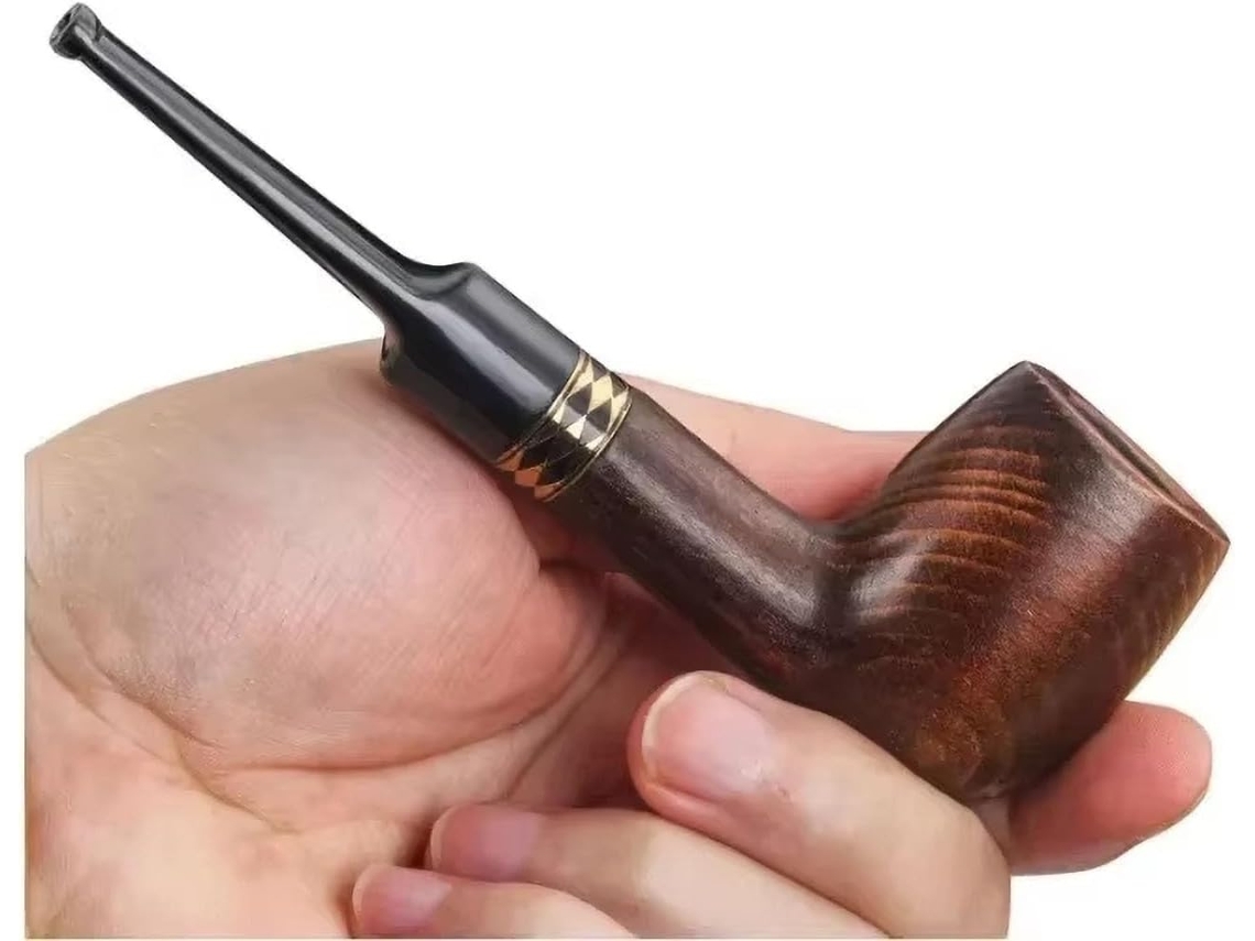 Cachimbo de tabaco de madeira reto feito à mão - Portátil,