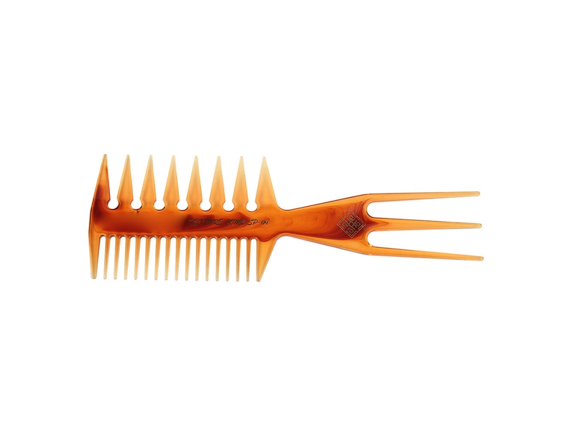 Pente De Cabelo Três Lados Com Dentes Largos Estilo Oil Head Clássico Para Homens E Mulheres (âmbar)