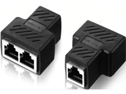 Conjunto De 2 Conectores Divisores Ethernet Rj45, Compatíveis Com Cabos Cat7, Cat6 E Cat5e - Preto (duas Portas Podem Ser Usadas S-aquaforge