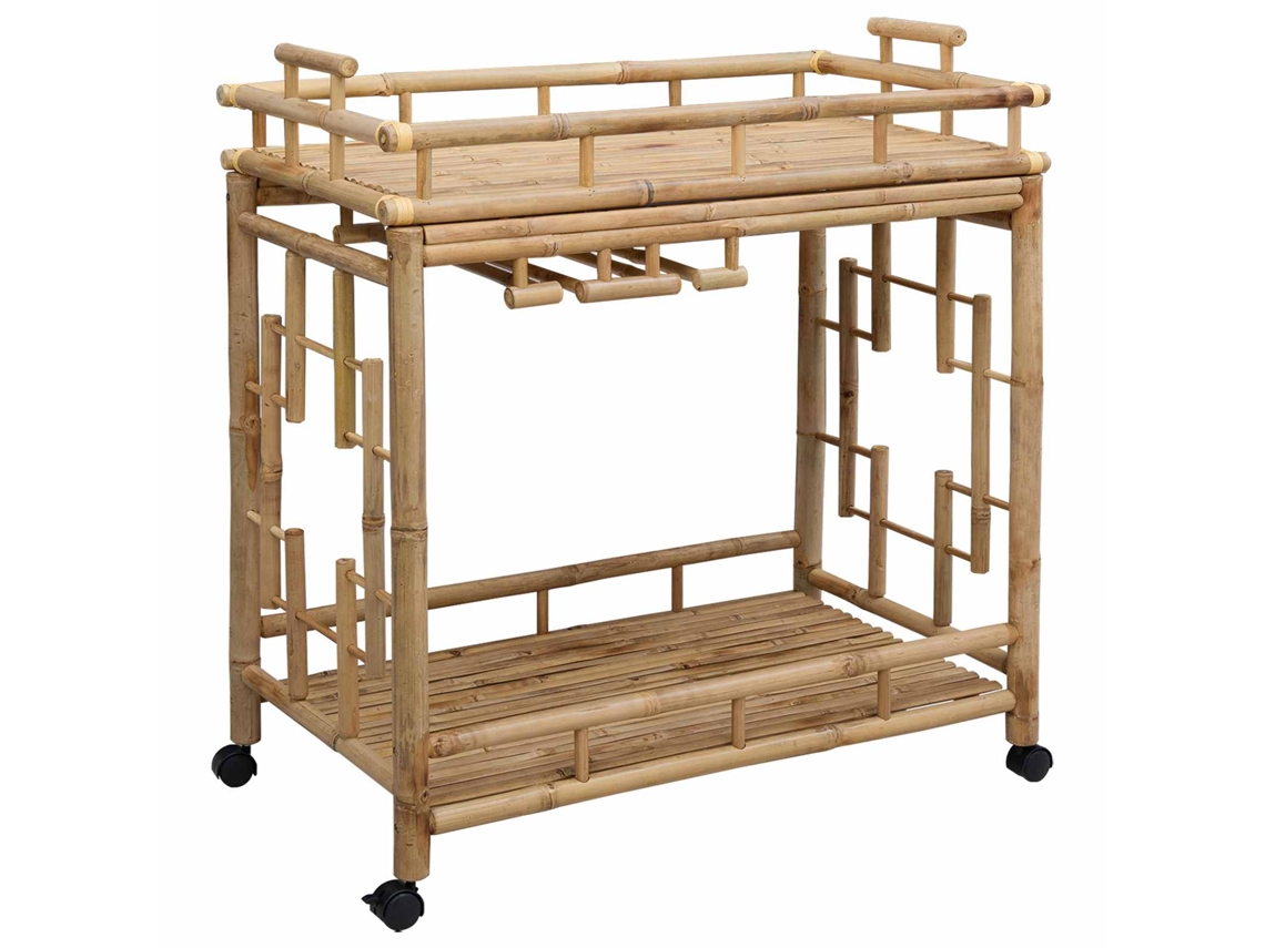 Vidaxl Carrinho De Vinho Com Rodas Natural 85 X 50 X 93 Cm Bambu