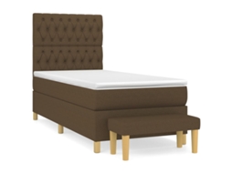 Cama com Molas 90x190 Cm Tecido Castanho escuro MAISON EXCLUSIVE