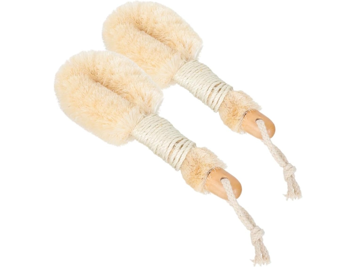 Lurelia Conjunto De 2 Escovas Corporais De Sisal Para Duche, Fibra De Sisal, Pega Ergonómica E Com Argola, Uso Diário Prático
