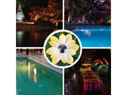Lâmpada Flutuante Solar Lotus Piscina Led Cores Mudáveis Amarelo Claro