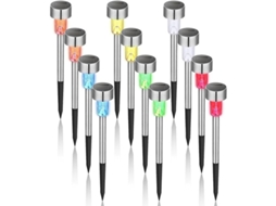 Luzes Solares LED Coloridas 12 Sem Fio Jardim 4.5*29.5cm Nova Line