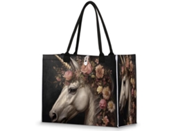 Bolsa de Ombro Grande Tropicallife com Estampa de Unicórnio e Cavalo Florido para Mulheres e Meninas 42 X 17 X
