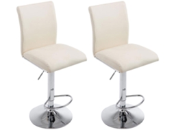 Conjunto de 2 bancos de bar Colónia em imitação de pele creme CLP