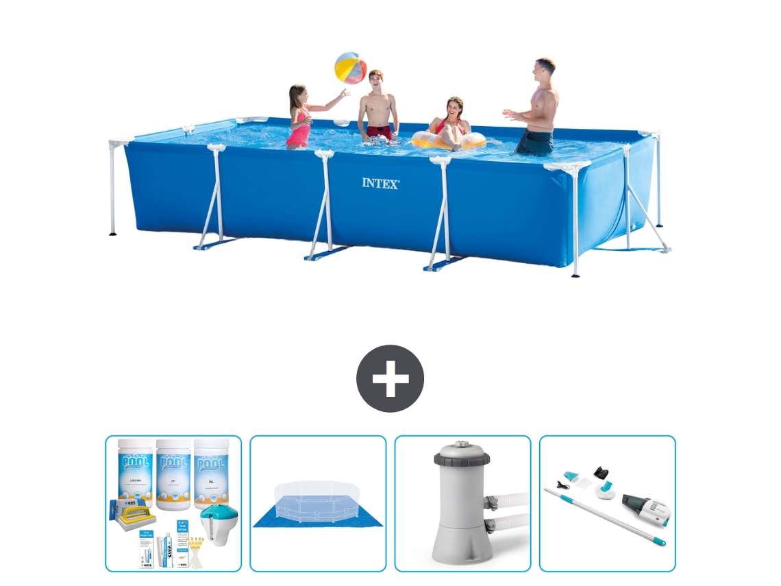 Intex Piscina Com Estrutura Retangular - 450x220x84 Cm - 5-peças S20849