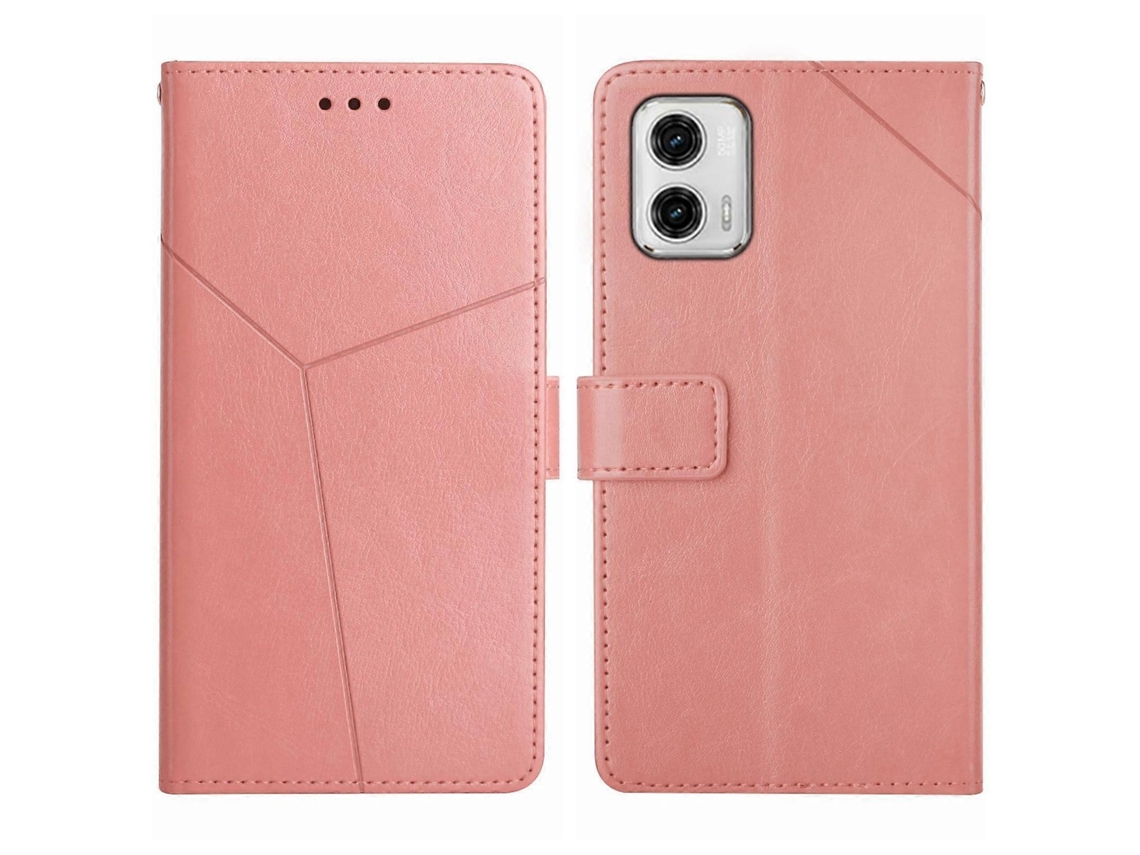 Capa De Couro Com Aba E Padrão Em Y Para Motorola Moto G73 5g Ht01