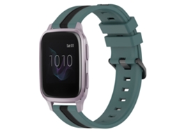 Bracelete de Smartwatch para Garmin Venu SQ 20mm de silicone vertical de duas cores (verde + preto)