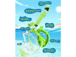 Máscara Snorkel Niños Cara Completa Antideslizante com Câmara 180° Visão Panorâmica S/MARCA