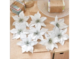 8 Unidades de Ornamento de Guirlandas de Flores Artificiais com Glitter para Decoração de Casamento de Natal Prata