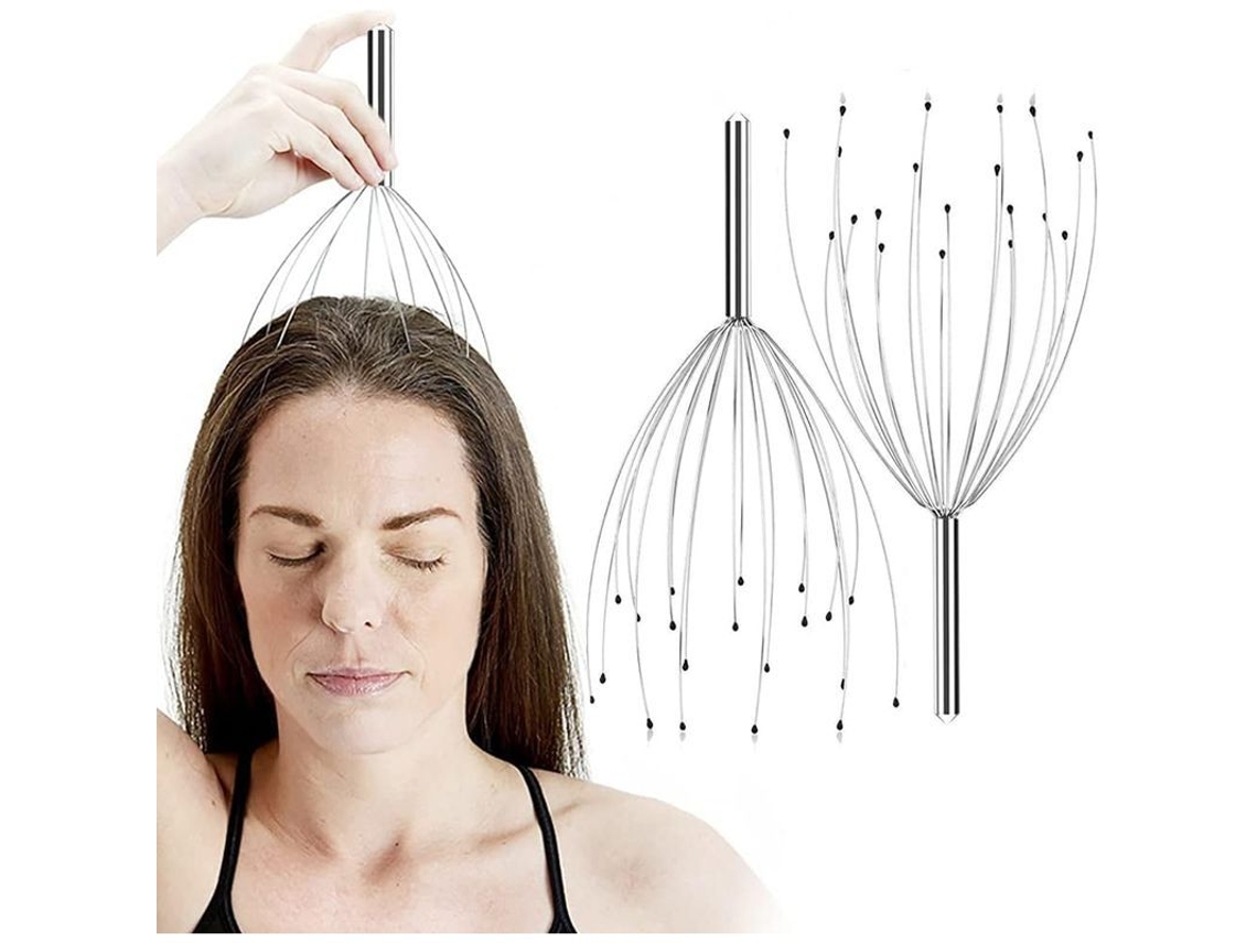 Massageador De Cabeça Portátil, 20 Dedos, Scalp Scratcher, 2pcs, Alivia Tensão E Dor De Cabeça