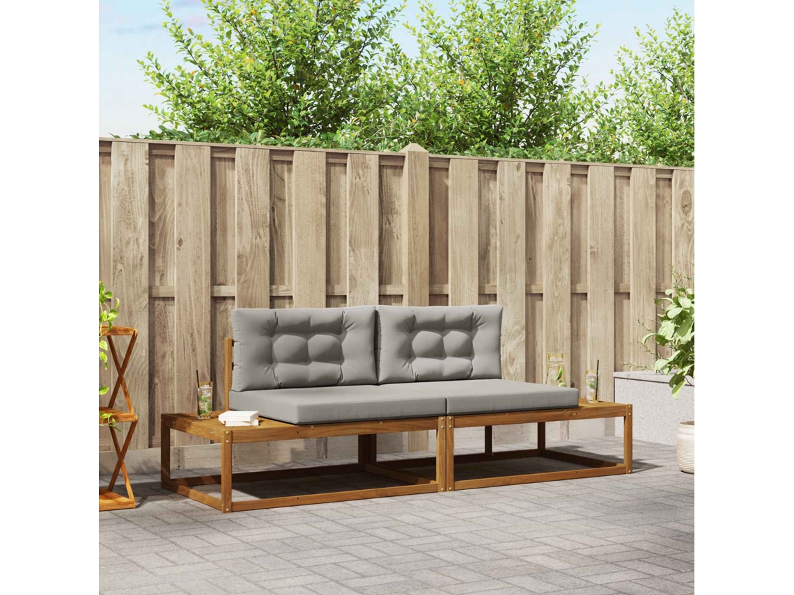 Vidaxl Conjunto De Sofás Para Exterior Cinza Natural E Claro