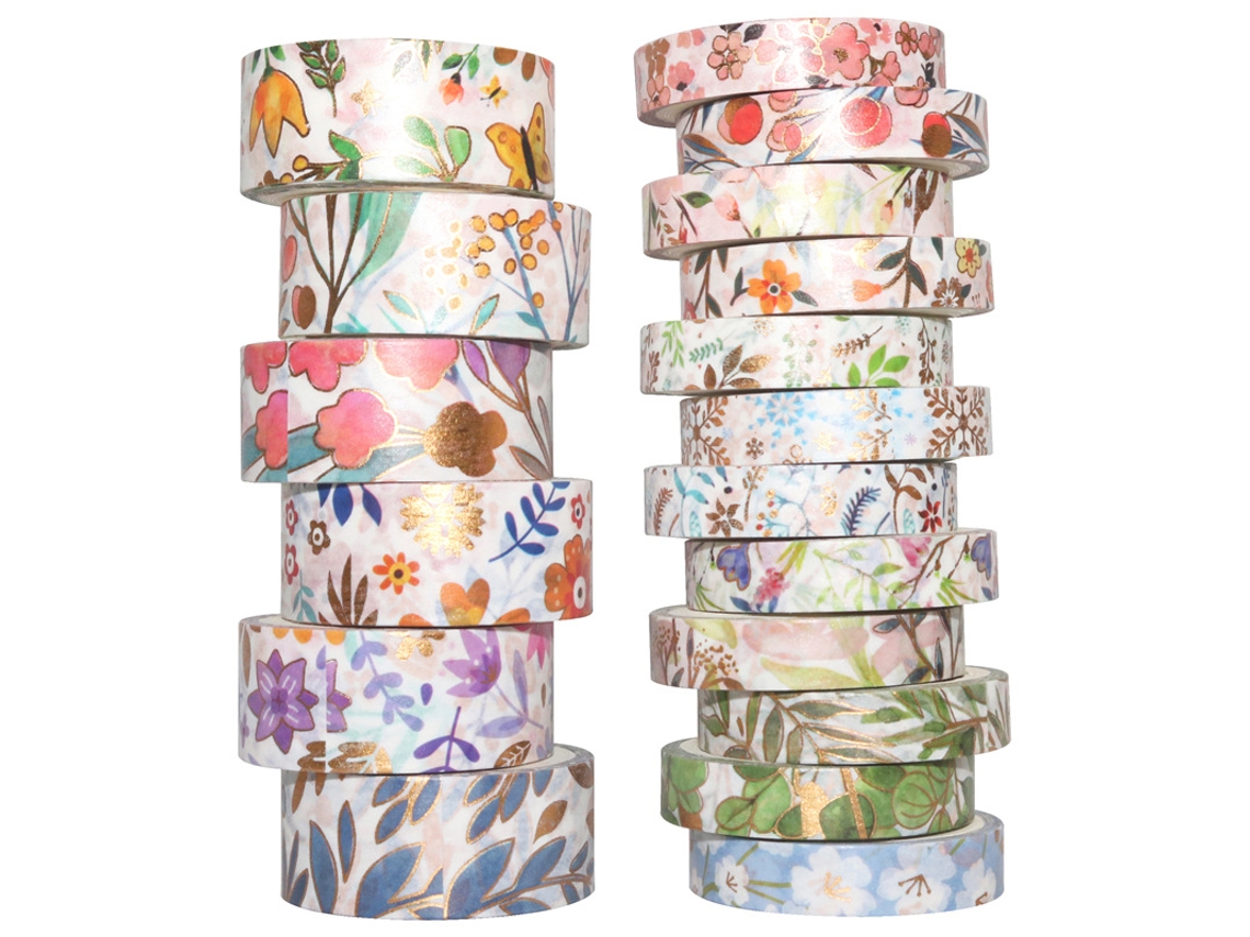 Fita Adesiva Washi, 18 Rolos, Fitas Washi Scrapbooking ()