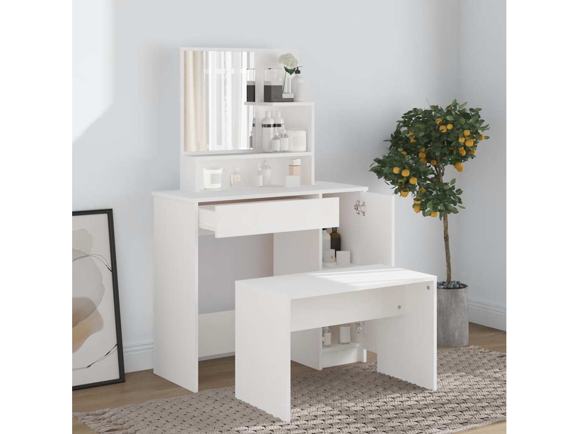 Vidaxl Conjunto Toucador 86,5x35x136 Cm Branco