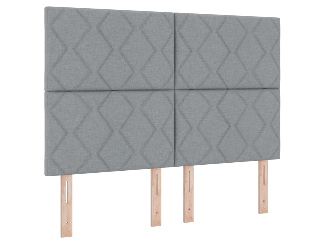 Cama Box Spring  Com Colchão E Luz Led Cinza Claro Vidaxl Tecido (140x200 Cm)