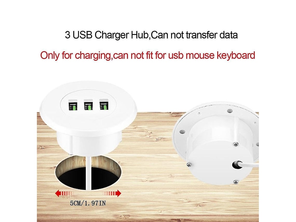 Tomada Usb Para Mesa Com Furo, Tomada De Alimentação Embutida De 2 Polegadas Com Passagem Usb. Aquaforge