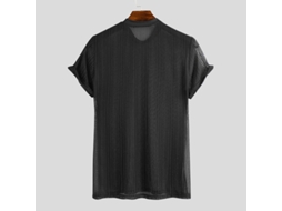 Camiseta Preta Masculina Transparente Em Tela Tamanho M Para Treino Fitness Esporte E Uso Casual Manga Curta Modelagem Slim E Fina
