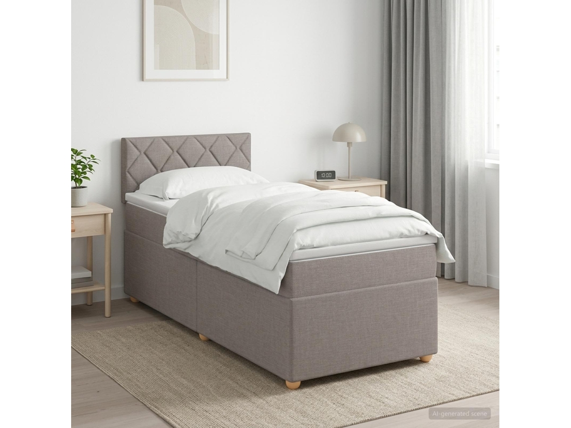 Vidaxl Cama Box Spring Com Colchão Cinzento-acastanhado 100 X 200 Cm