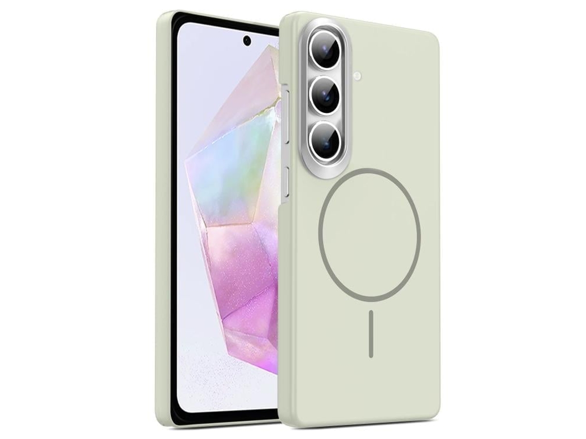 Capa Para Samsung Galaxy A35 5g Fina Circular Magsafe À Prova De Choque Dourada Em Policarbonato Cinza Titânio