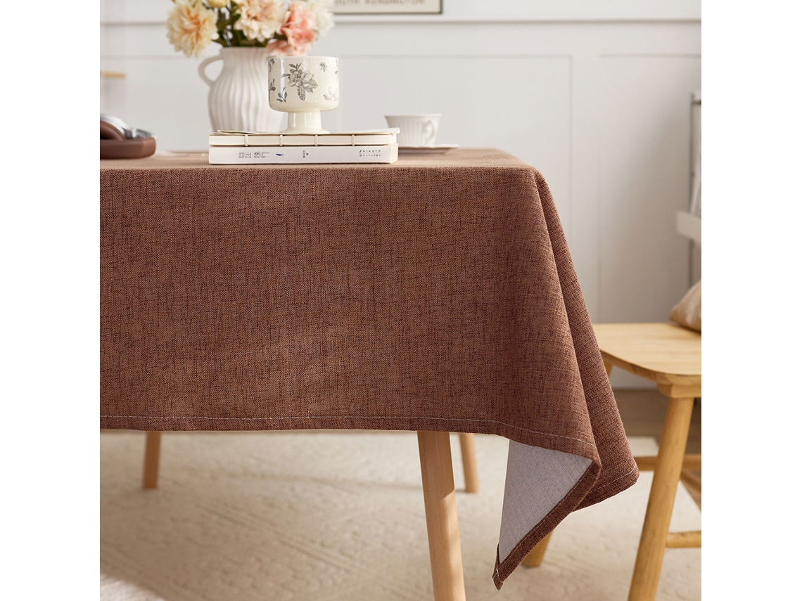 Tapa De Mesa Em Algodão E Linho De Estilo Nórdico Reforçado, Cor Marrom, 140*200cm
