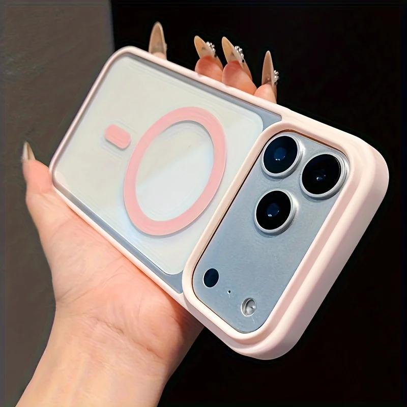 Capa Protetora Magsafe Com Carregamento Sem Fio Magnético (rosa Para Iphone 14 Plus), Capa Traseira Rígida Transparente.