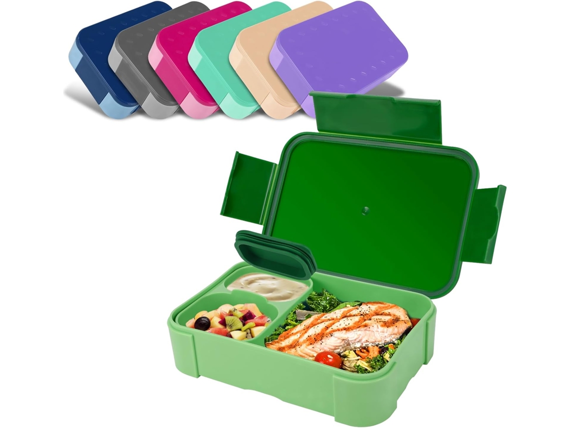 Lancheira Infantil Com Divisórias - 900ml À Prova De Vazamentos - Para Escola, Piqueniques - Micro-ondas/lava-louças (verde)