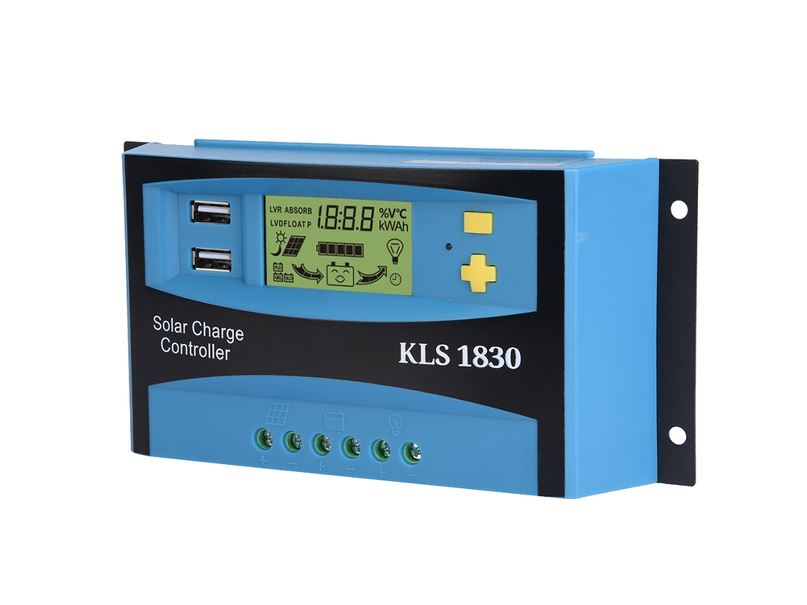 Laxiscreed Controlador De Carga Solar Pwm Dual Usb 12v/24v Com Tela Lcd