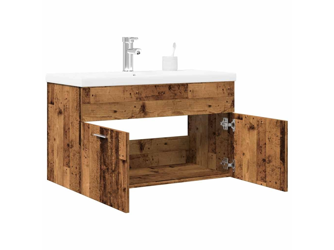 Vidaxl 2 Pcs Conj. Móveis Casa Banho Derivados Madeira Madeira Velha