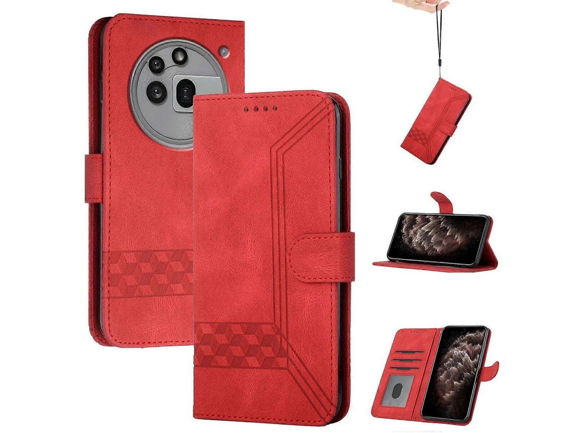 Capa De Celular De Couro Com Flip Cubic Skin Feel