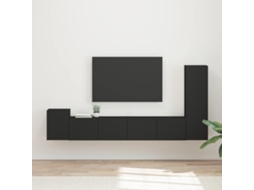 Vidaxl Conjunto De Móvel De Tv 3 Pcs Preto Madeira Processada