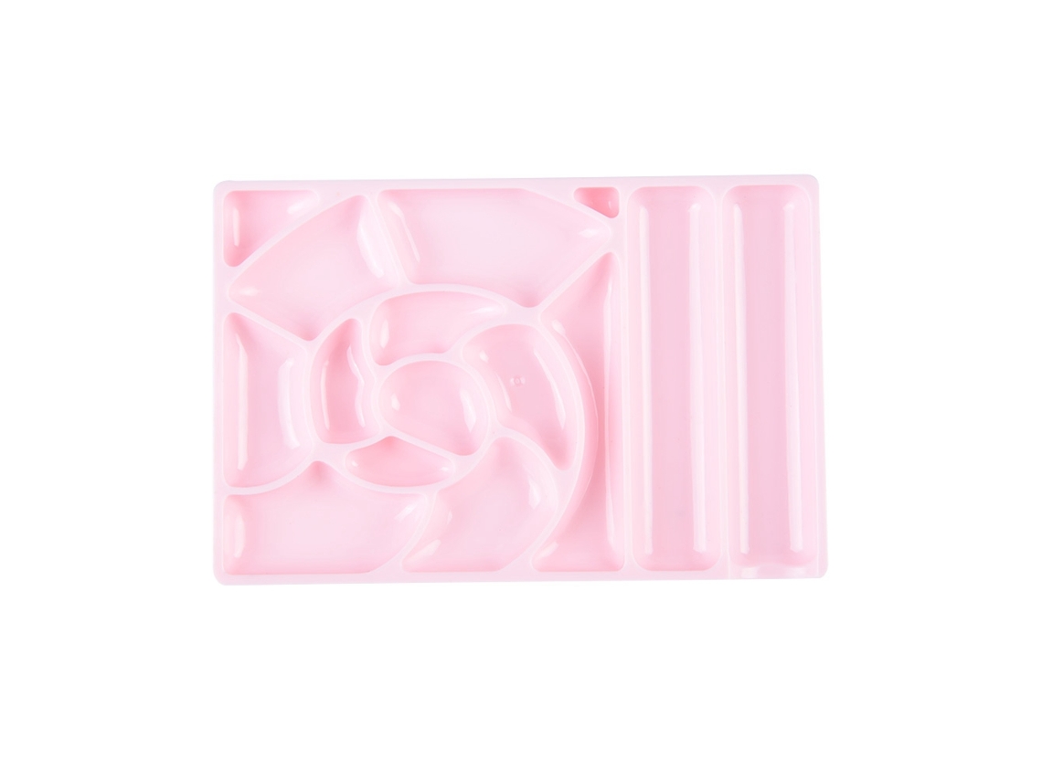 Paleta De Gel Para Uñas Retangular 4 Colores Con Cuadrículas Soporte Herramienta De Manicura (rosa)