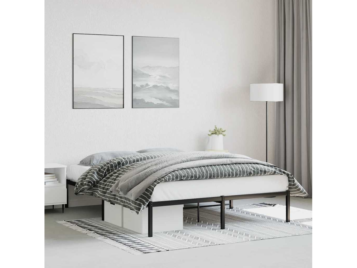 Vidaxl Estrutura De Cama 160x200 Cm Metal Preto