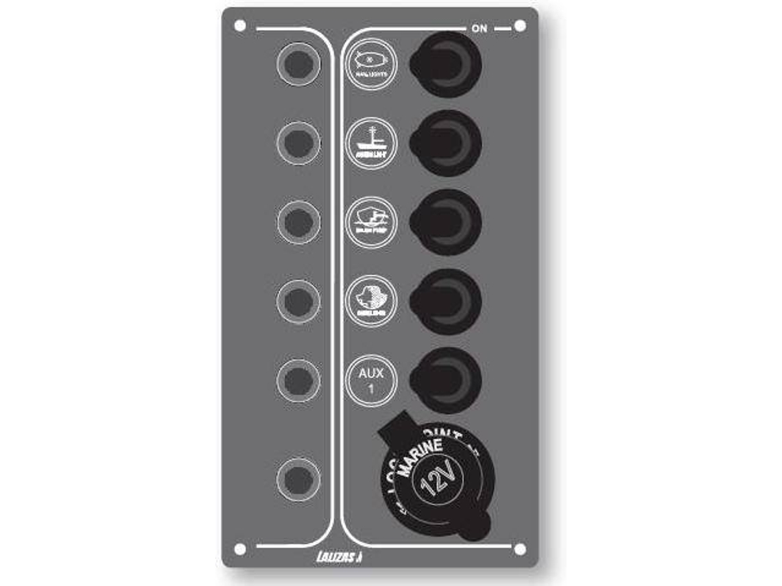Painel LALIZAS Switch 5 Waterproof Switches & Automs 12V Cinzento