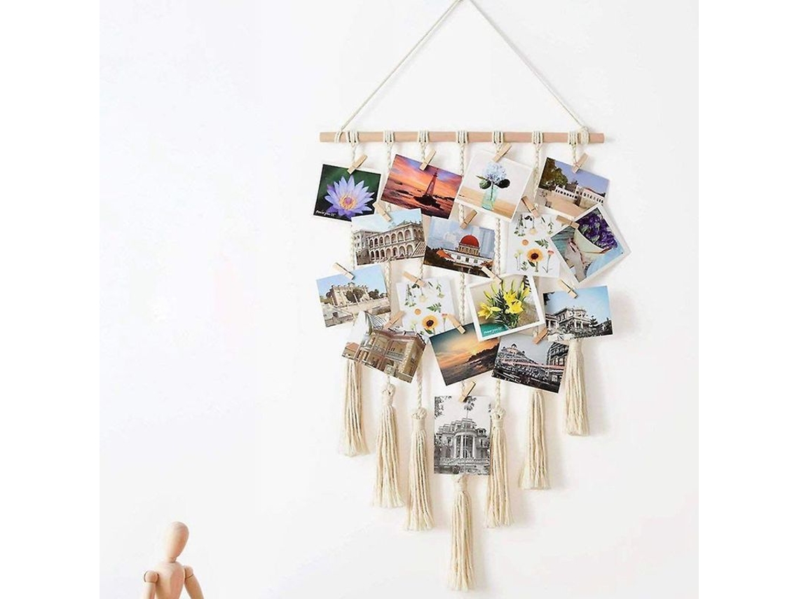 2025 Organizador De Fotos Colgante Para Pared Con 25 Clip De Madera Decoración Hogar
