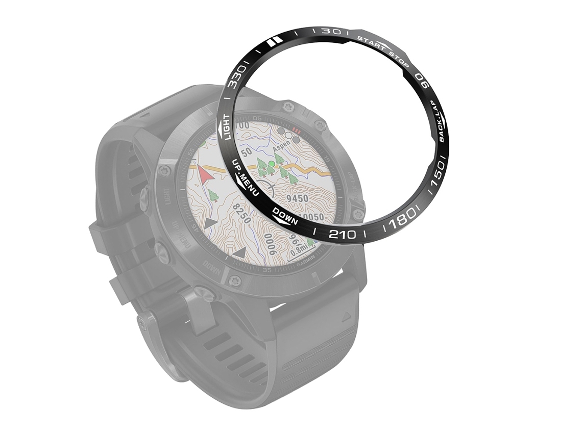 Garmin fenix 6x/6x pro/6x safira relógio inteligente anel moldura de aço, uma versão (anel preto carta branca)