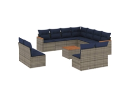 Conjunto de Sofá de Jardim, 12 Peças, Almofadas, Rattan Cinza MAISON EXCLUSIVE