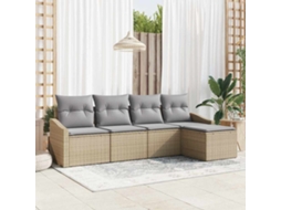 Vidaxl Conjunto De Sofás 5 Unid. Bege Vime Pe
