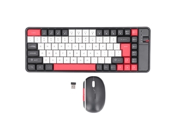 Combo Teclado E Mouse 84 Teclas Qwerty Usb Bluetooth Cor Vermelha Para Escritório Viagens