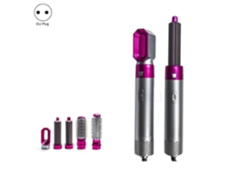 Pente de Ar Quente 5 em 1 com Alisamento Automático e Secador de Cabelo Multifuncional, Prata + Rosa TAISHENGDA (plugue Europeu)