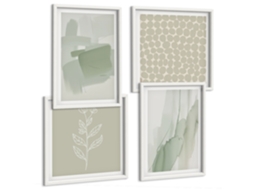 Composição De Quadros Gráficos Estilosos Motivo Verde Espelharte (4 Peças)