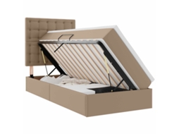 SYFAX™ Cama com Arrumação e Led com Colchão Cappuccino 100 X 200 Cm