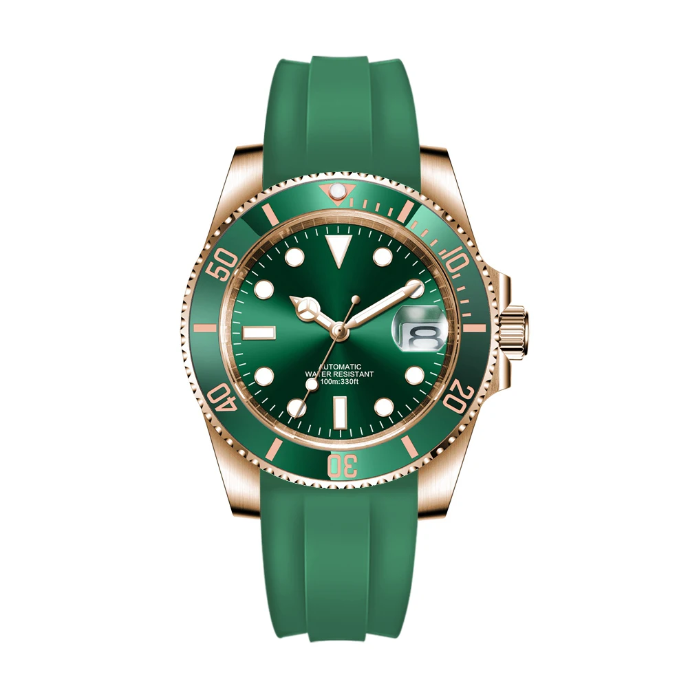 Relógio Masculino Automático Mecânico (verde) De 40 Mm, Resistente À Água Até 100 M, Com Cristal De Safira.