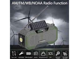 Rádio De Emergência Com Manivela Solar De 5000 Mah Com Noaa/am/fm E Luzes Duplas Para Telefones Olysi Shop