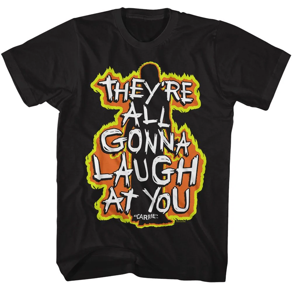Rockinstone Carrie Movie Fiery Laugh At You Black Adult T-shirt Size:l