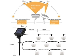 Luzes De Corda Led Solares Opard, Lanternas, 6,45 M, 30 Lanternas, Fada Solar Aquaforge