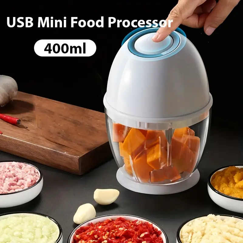 Mini Processador De Alimentos Usb Compacto De 400 Ml Picador Elétrico De Alho E Vegetais Aquaforge