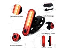 Bikight Lanterna Traseira Vermelha 650mah Usb Led Brilhante Ip Fácil Instalar Segurança Pedal
